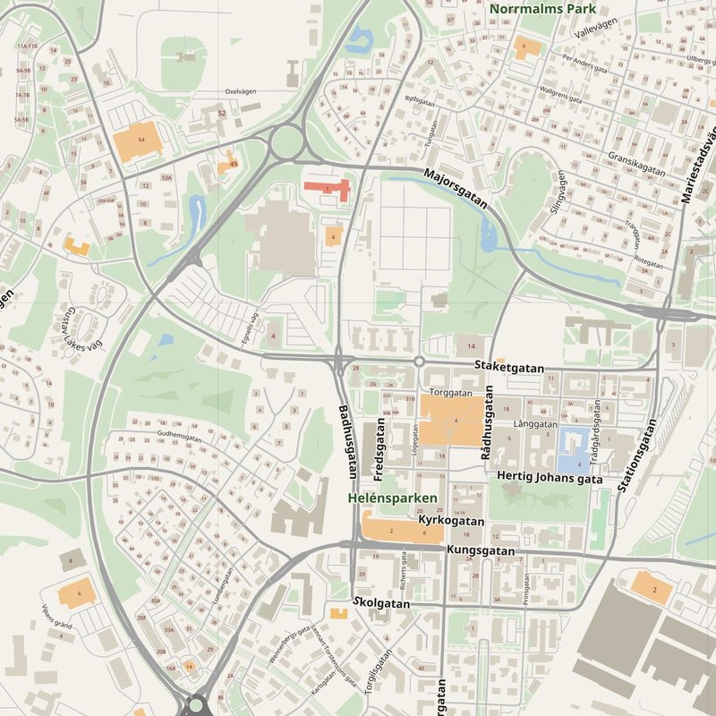 Skövde street map with house numbers — printable address map PDF, Sweden