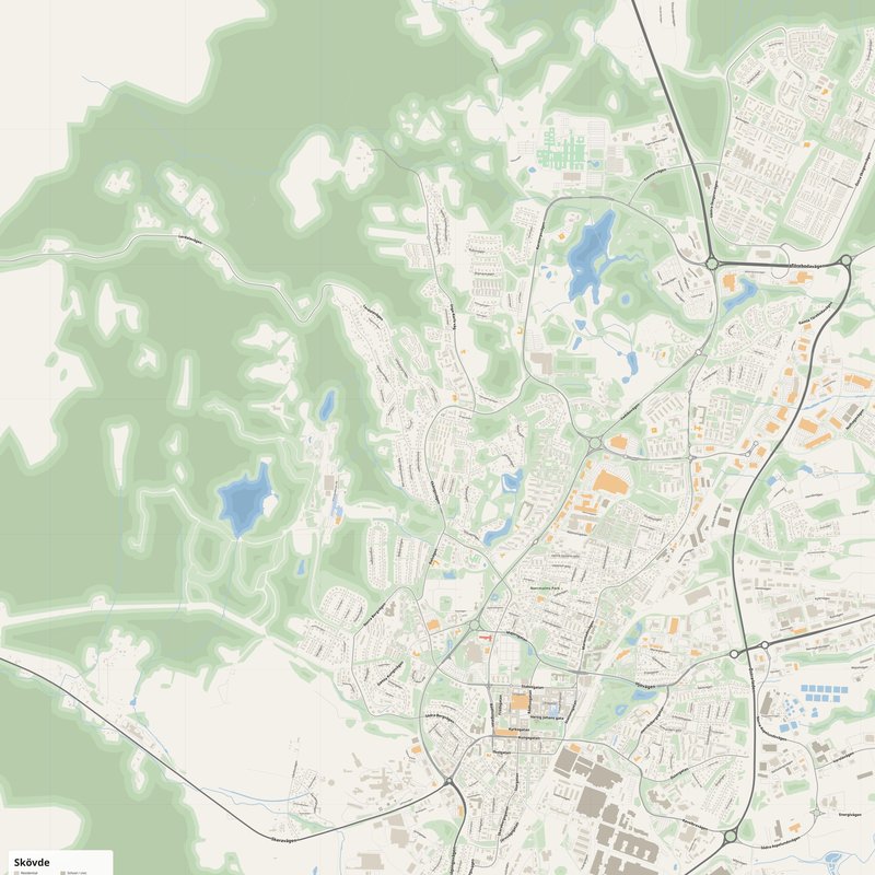 Skövde Map PDF — Printable Street Map Poster with House Numbers