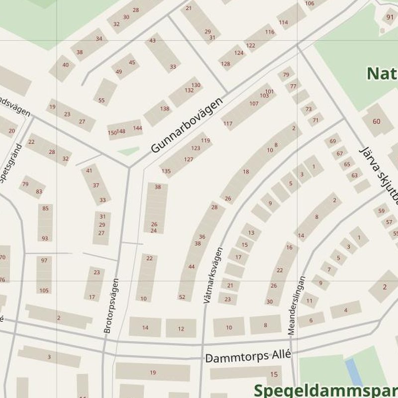 Sundbyberg street map with house numbers — printable address map PDF, Sweden