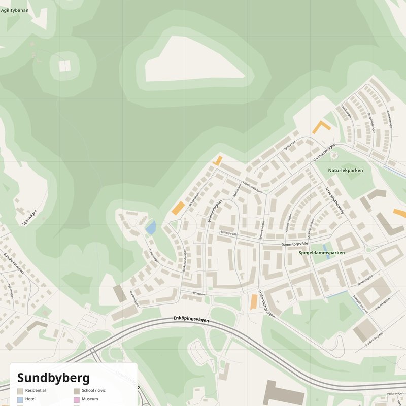 Sundbyberg Map PDF — Printable Street Map Poster with House Numbers