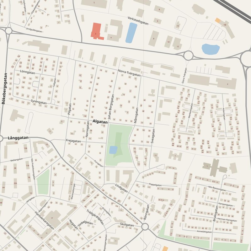 Trelleborg street map with house numbers — printable address map PDF, Sweden