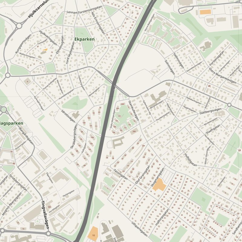 Trollhättan street map with house numbers — printable address map PDF, Sweden