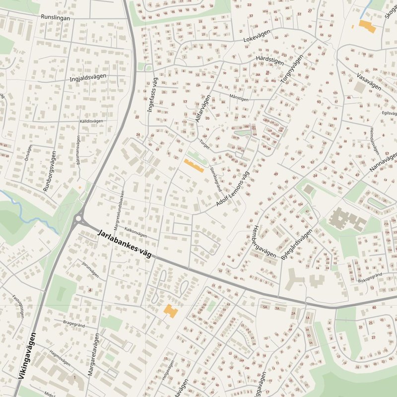 Vallentuna street map with house numbers — printable address map PDF, Sweden