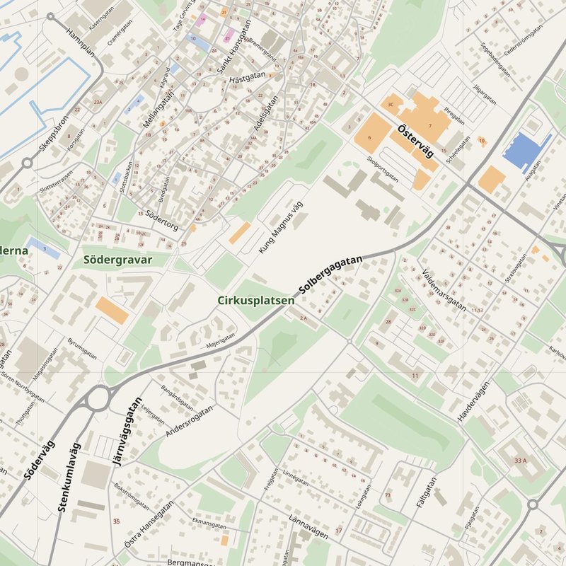 Visby street map with house numbers — printable address map PDF, Sweden