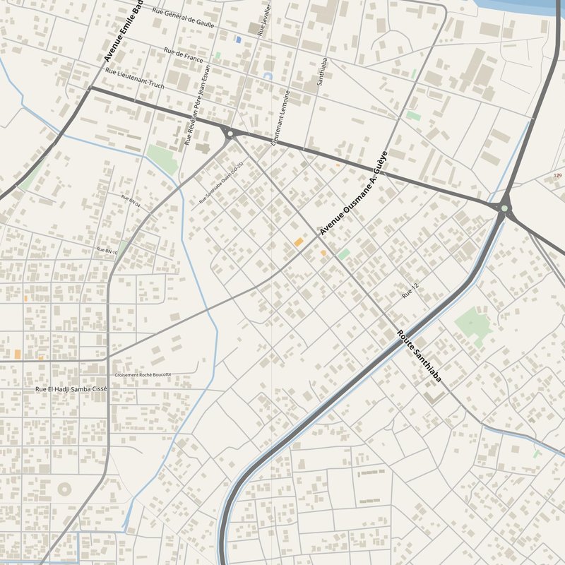 Ziguinchor street map with house numbers — printable address map PDF, Senegal