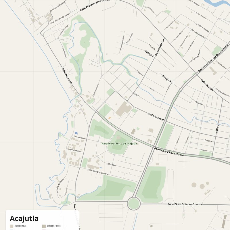 Tisknutelný plán města Acajutla jako plakát, Salvador