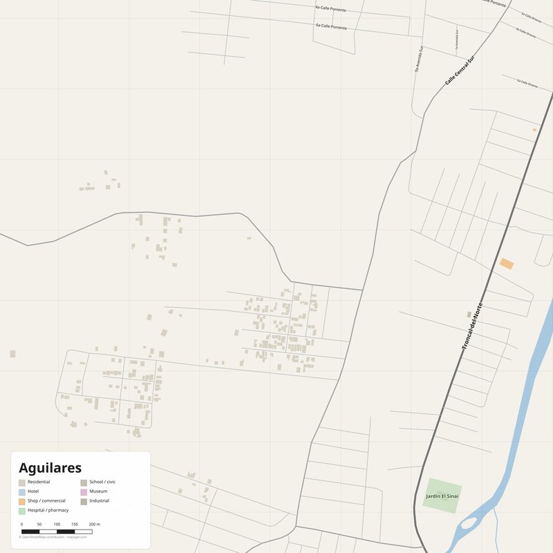 Aguilares Map PDF — Printable Street Map Poster with House Numbers