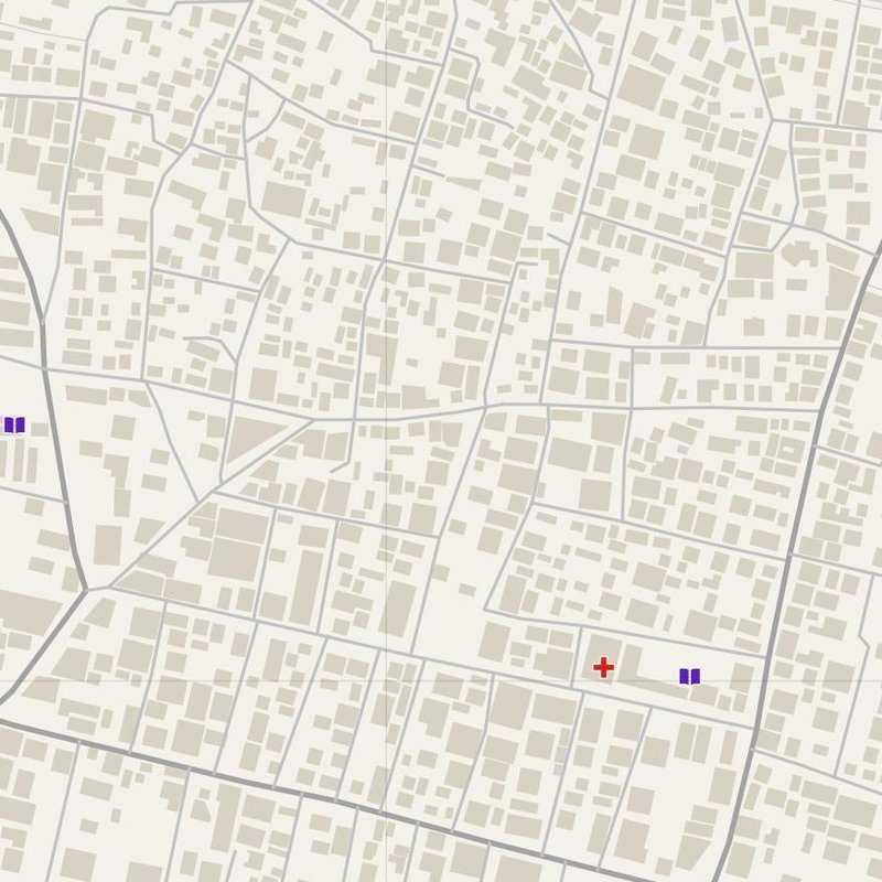 Ad Dānā map with house numbers, hospitals, police and fire stations — printable PDF, Syria