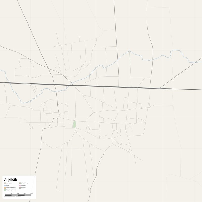 Al Ḩirāk Map PDF — Printable Street Map Poster with House Numbers