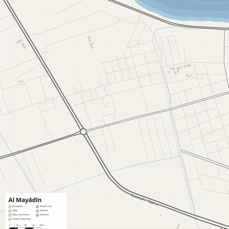 Al Mayādīn Map PDF — Printable Street Map Poster with House Numbers