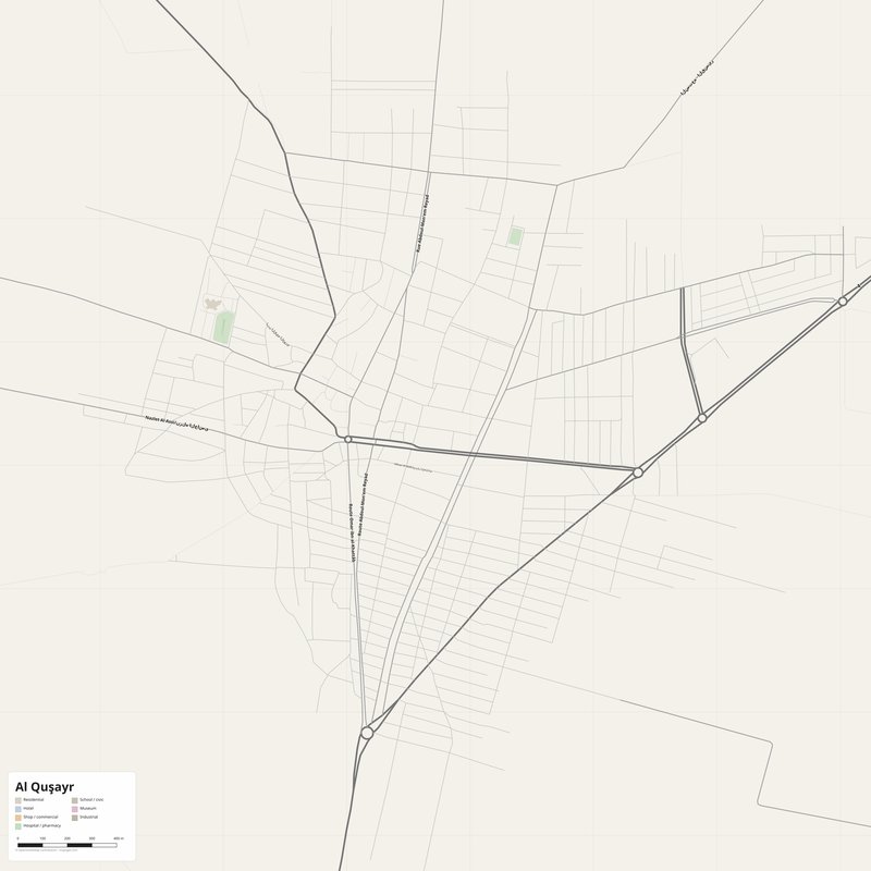 Al Quşayr Map PDF — Printable Street Map Poster with House Numbers