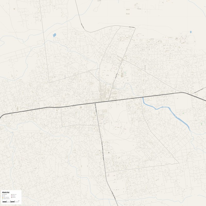 Printable street map poster of Abéché, Chad