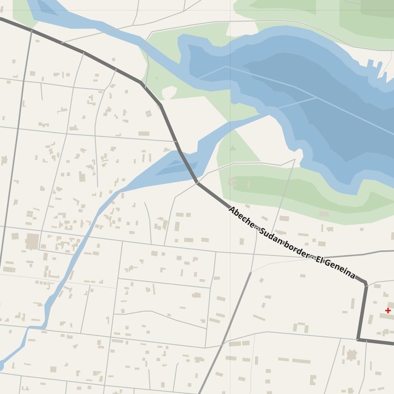 Adré map with house numbers, hospitals, police and fire stations — printable PDF, Chad