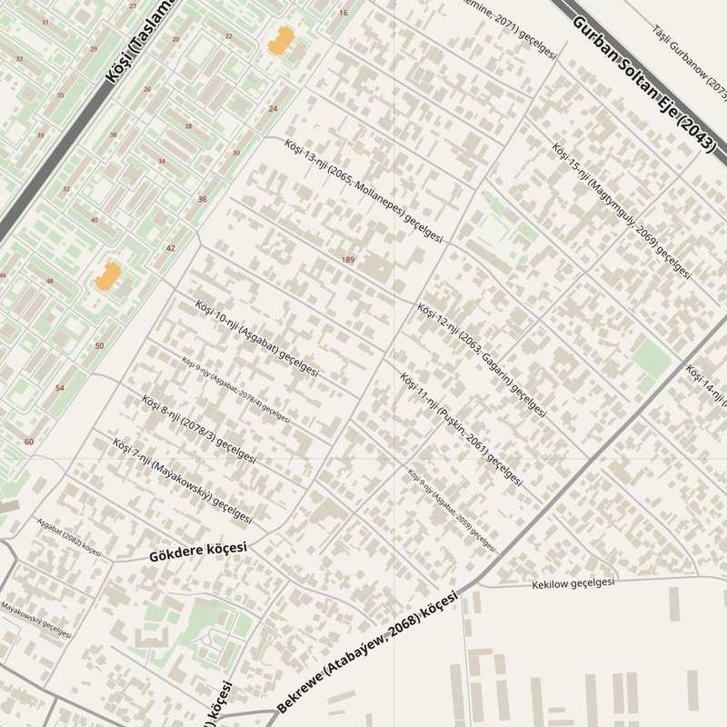 Abadan street map with house numbers — printable address map PDF, Turkmenistan