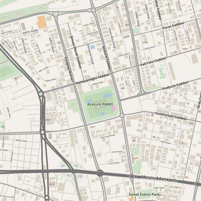 Adana street map with house numbers — printable address map PDF, Türkiye