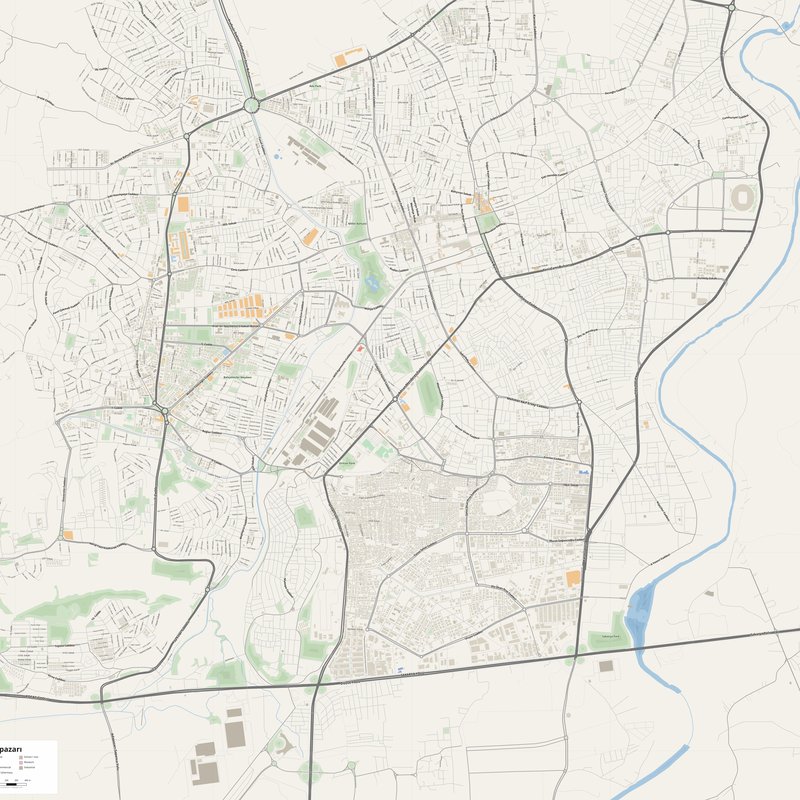 Adapazarı Map PDF — Printable Street Map Poster with House Numbers