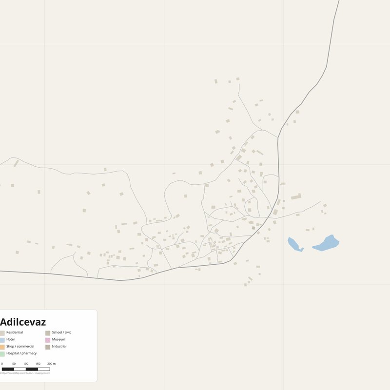 Adilcevaz Map PDF — Printable Street Map Poster with House Numbers