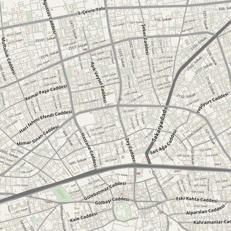 Adıyaman street map with house numbers — printable address map PDF, Türkiye