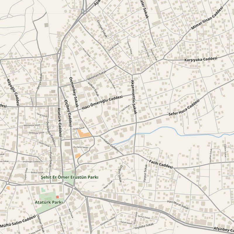 Afşin street map with house numbers — printable address map PDF, Türkiye
