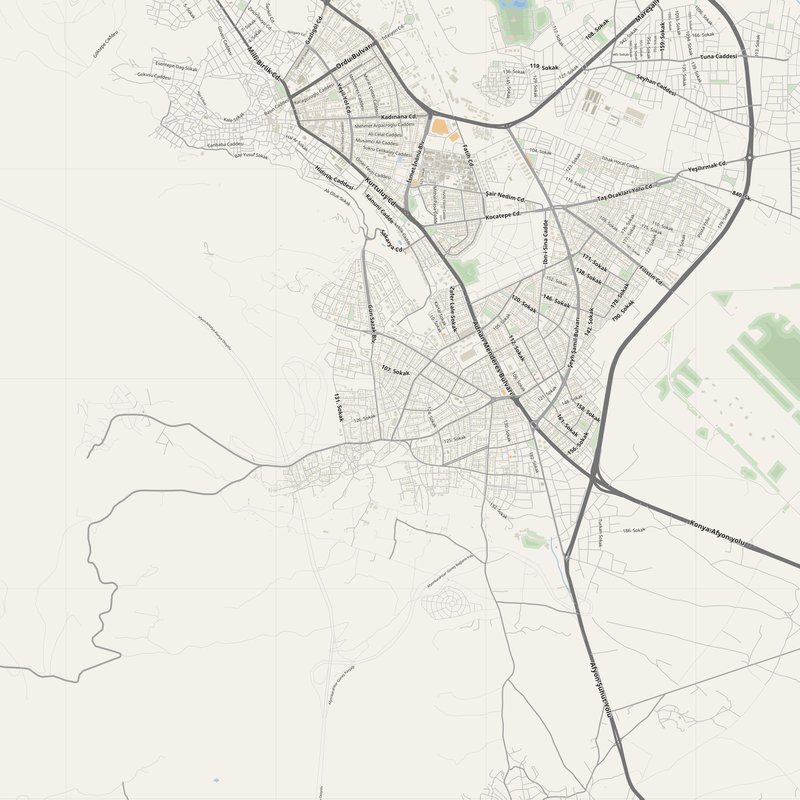Afyonkarahisar Map PDF — Printable Street Map Poster with House Numbers