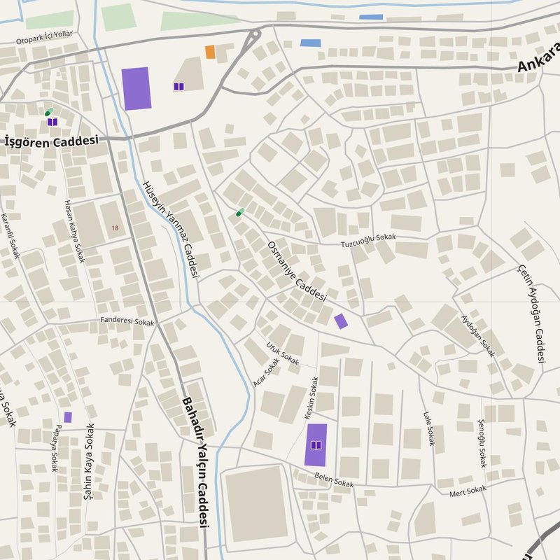 Akçakoca map with house numbers, hospitals, police and fire stations — printable PDF, Türkiye