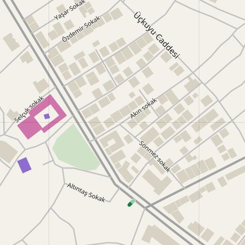 Akşehir map with house numbers, hospitals, police and fire stations — printable PDF, Türkiye