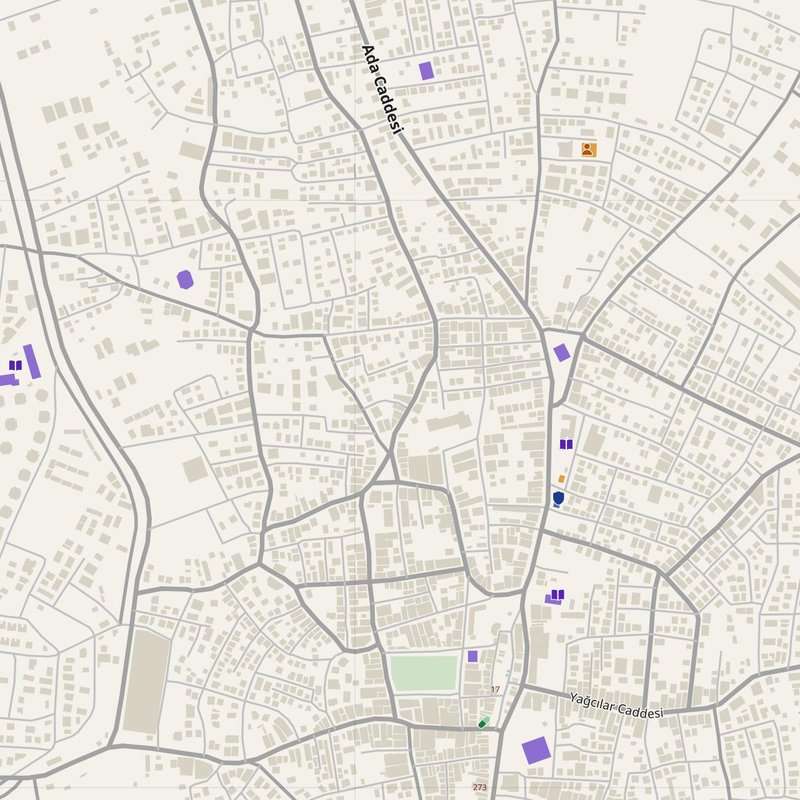 Akyazı map with house numbers, hospitals, police and fire stations — printable PDF, Türkiye