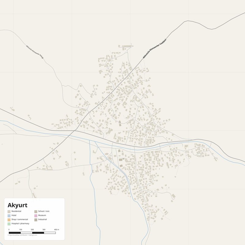 Akyurt Map PDF — Printable Street Map Poster with House Numbers