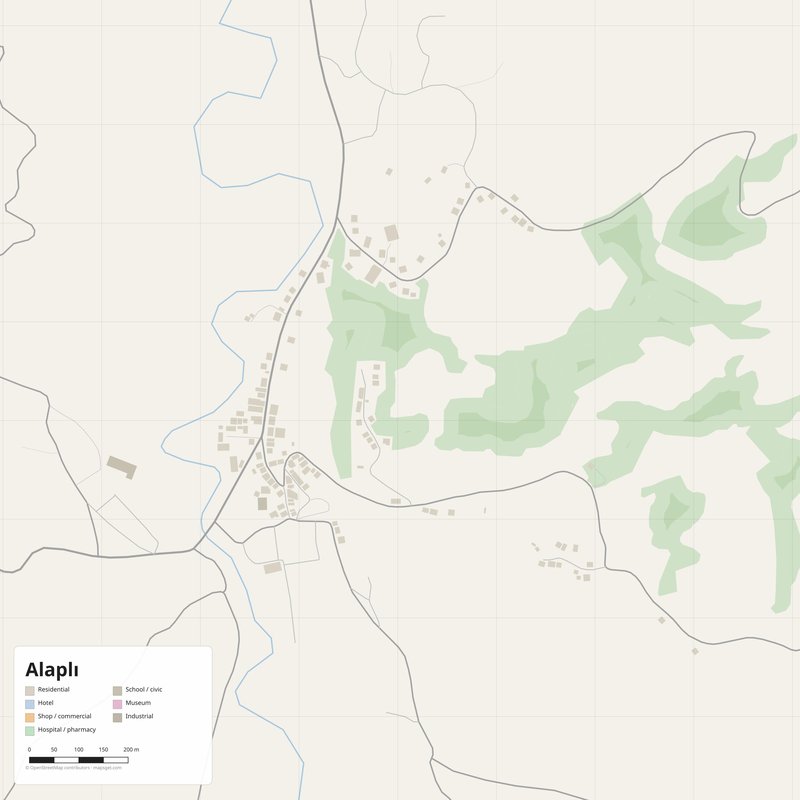 Alaplı Map PDF — Printable Street Map Poster with House Numbers