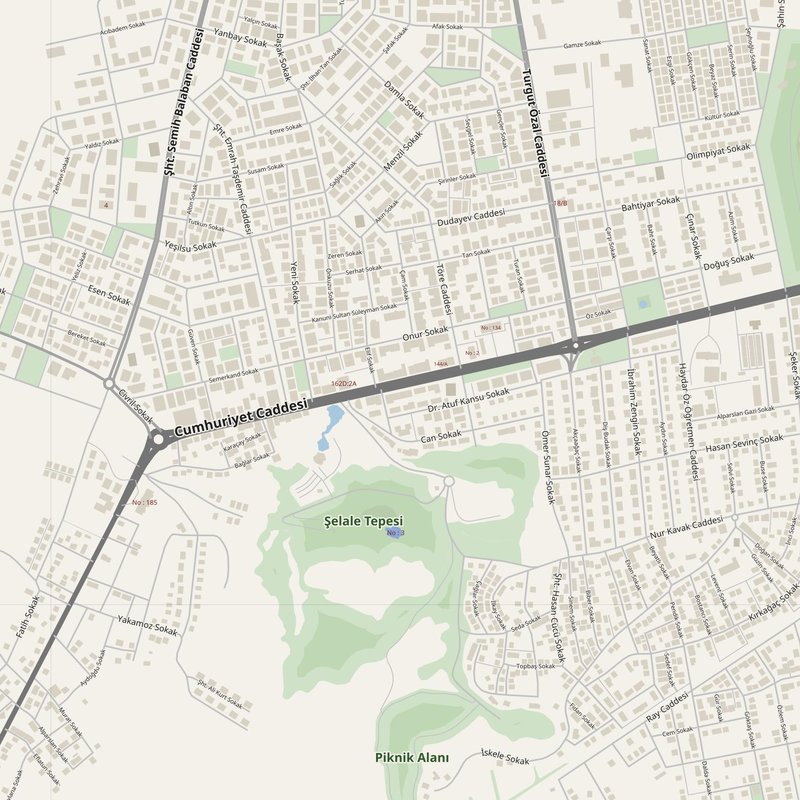 Zile street map with house numbers — printable address map PDF, Türkiye