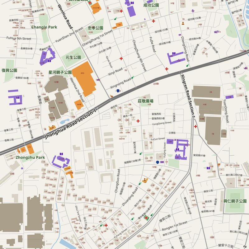 Bade map with house numbers, hospitals, police and fire stations — printable PDF, Taiwan
