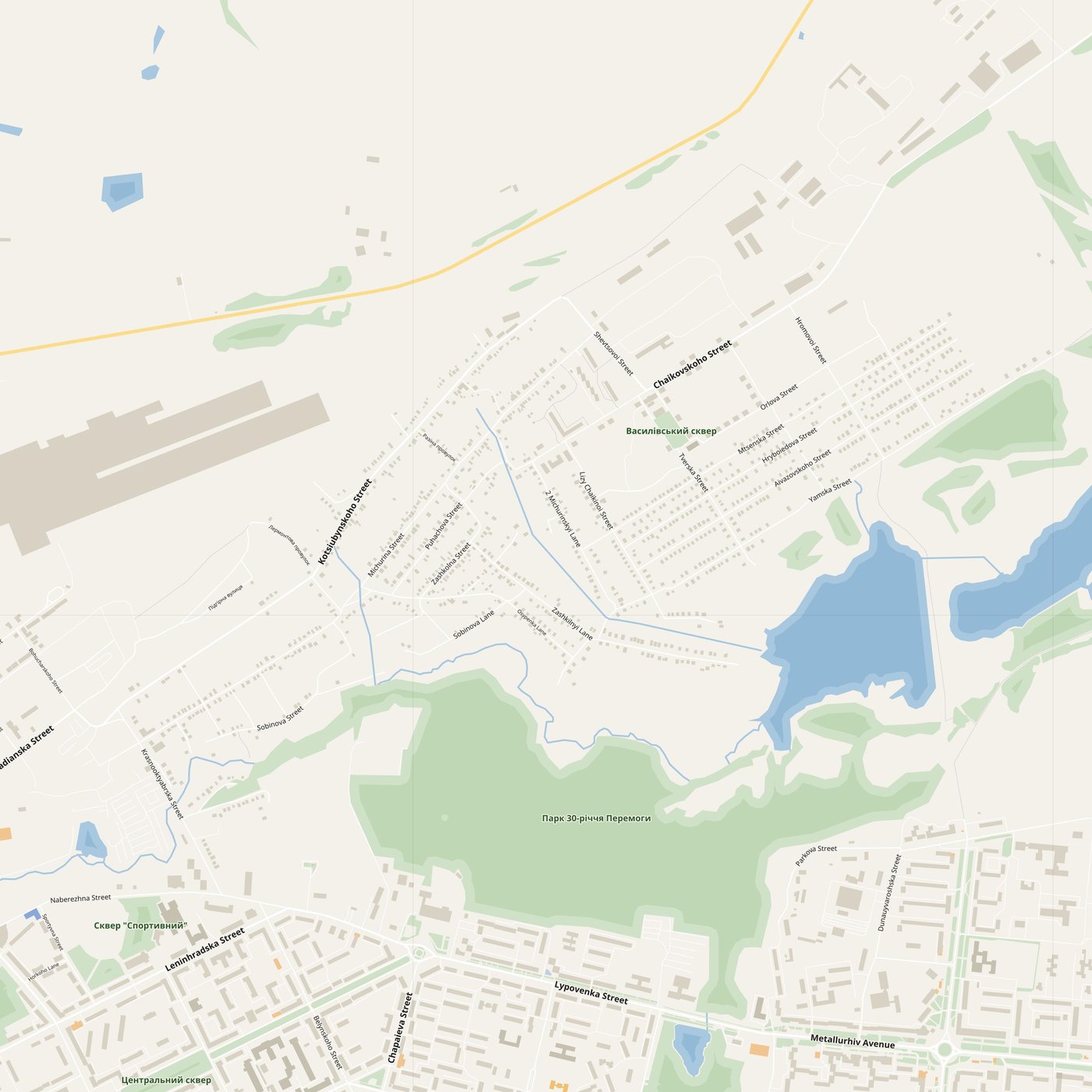 Alchevsk Map PDF — Printable Street Map Poster with House Numbers