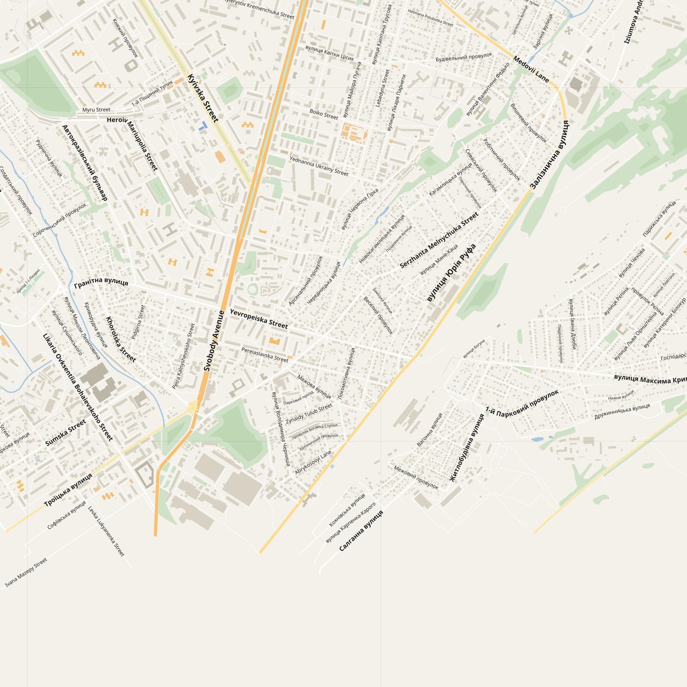 Avtozavodskyi Map PDF — Printable Street Map Poster with House Numbers