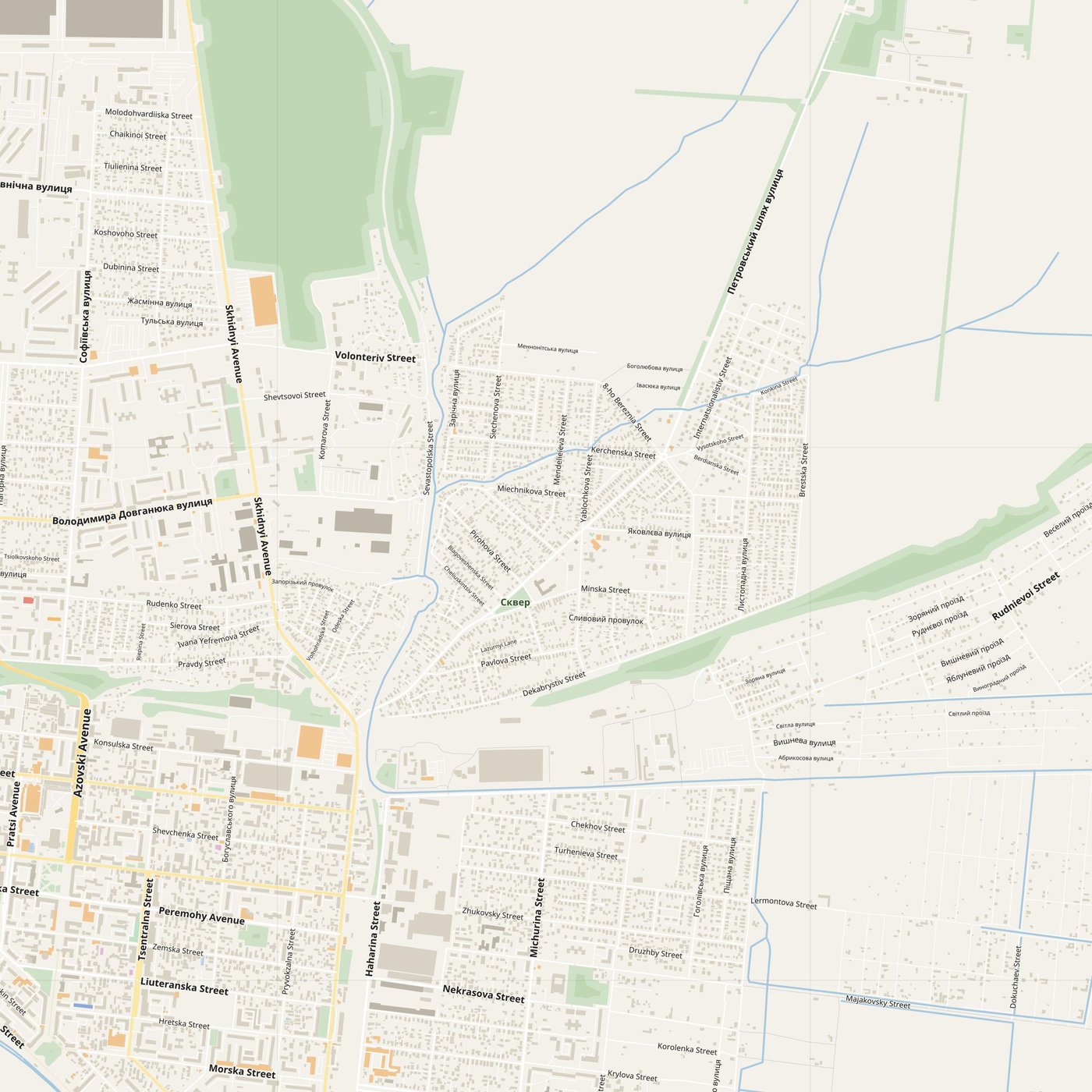 Berdyansk Map PDF — Printable Street Map Poster with House Numbers