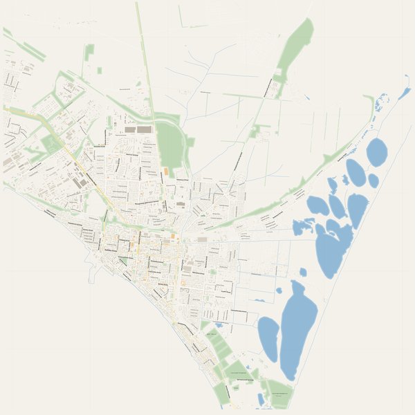 Printable street map poster of Berdyansk, Ukraine
