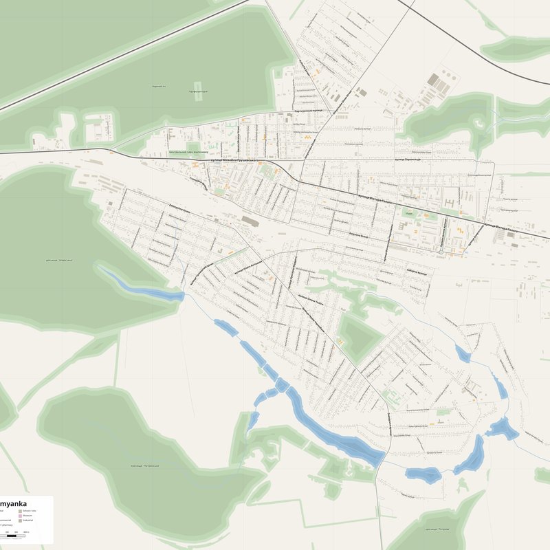 Znamyanka Map PDF — Printable Street Map Poster with House Numbers
