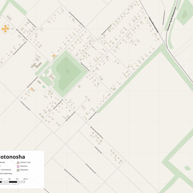 Zolotonosha Map PDF — Printable Street Map Poster with House Numbers