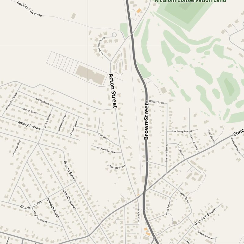 Acton street map with house numbers — printable address map PDF, United States