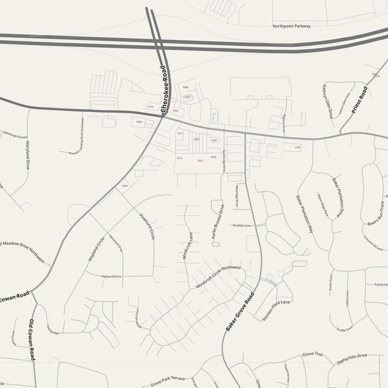 Acworth street map with house numbers — printable address map PDF, United States