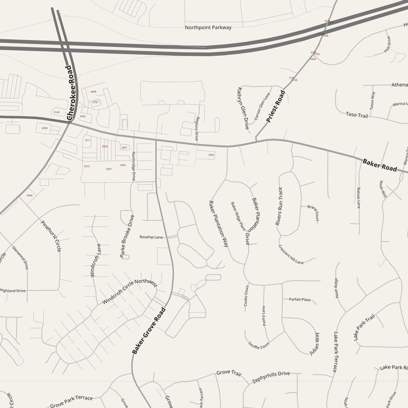 Acworth map with house numbers, hospitals, police and fire stations — printable PDF, United States