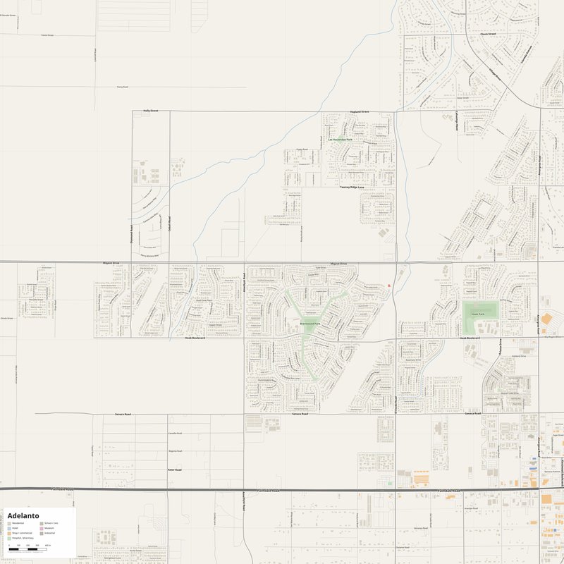 Adelanto Map PDF — Printable Street Map Poster with House Numbers