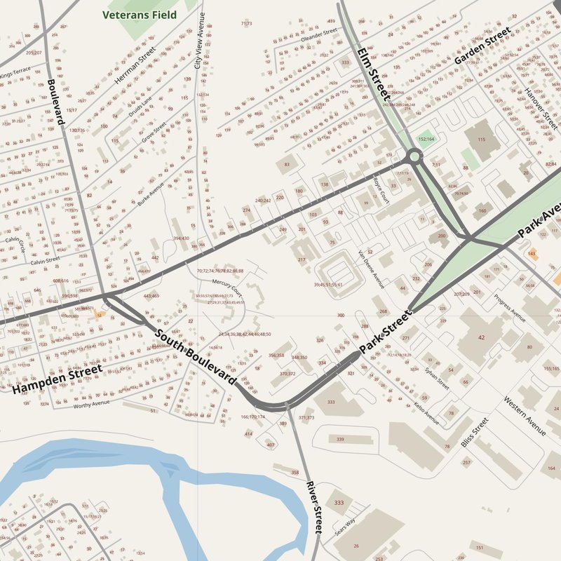 Agawam street map with house numbers — printable address map PDF, United States