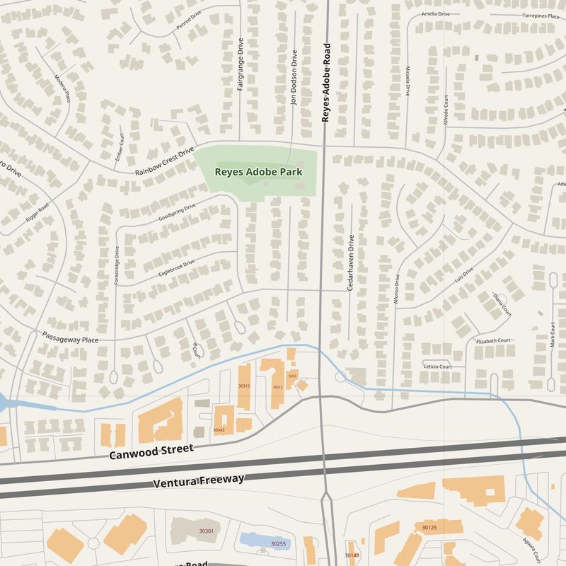Agoura Hills street map with house numbers — printable address map PDF, United States