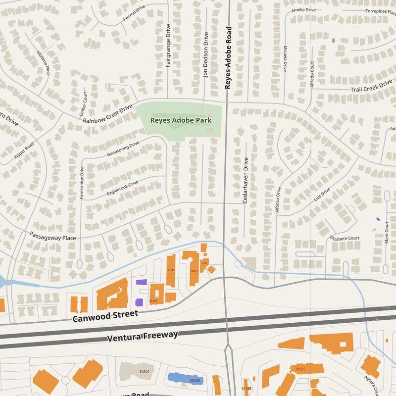 Agoura map with house numbers, hospitals, police and fire stations — printable PDF, United States