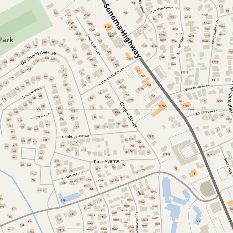 Agua Caliente street map with house numbers — printable address map PDF, United States