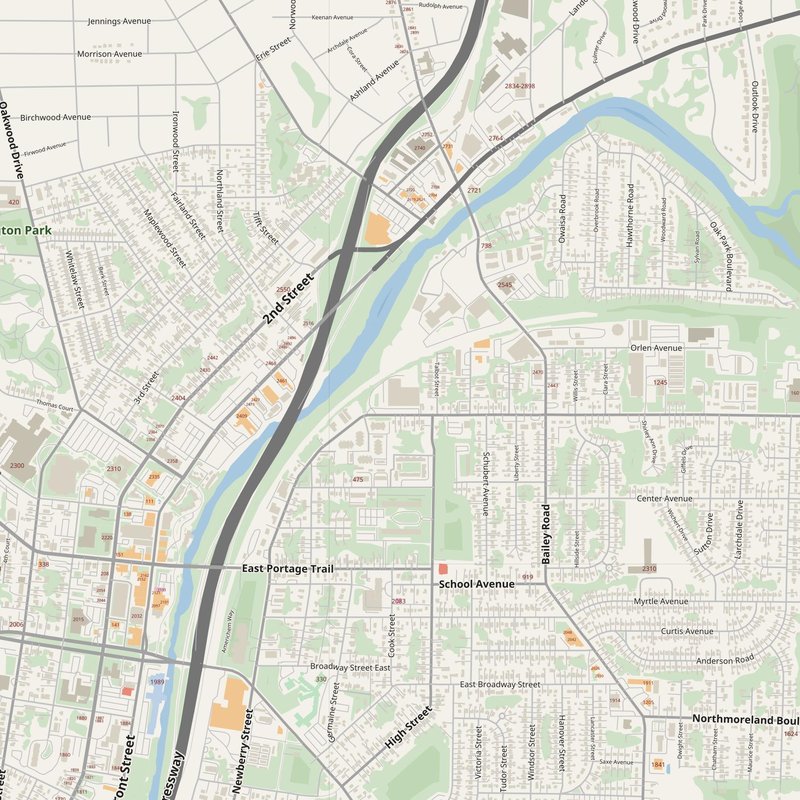 Akron street map with house numbers — printable address map PDF, United States