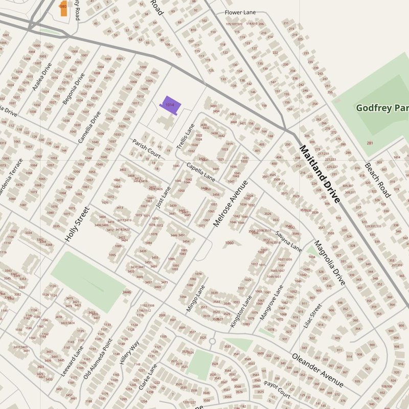 Alameda map with house numbers, hospitals, police and fire stations — printable PDF, United States