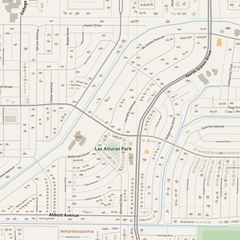 Alamogordo street map with house numbers — printable address map PDF, United States