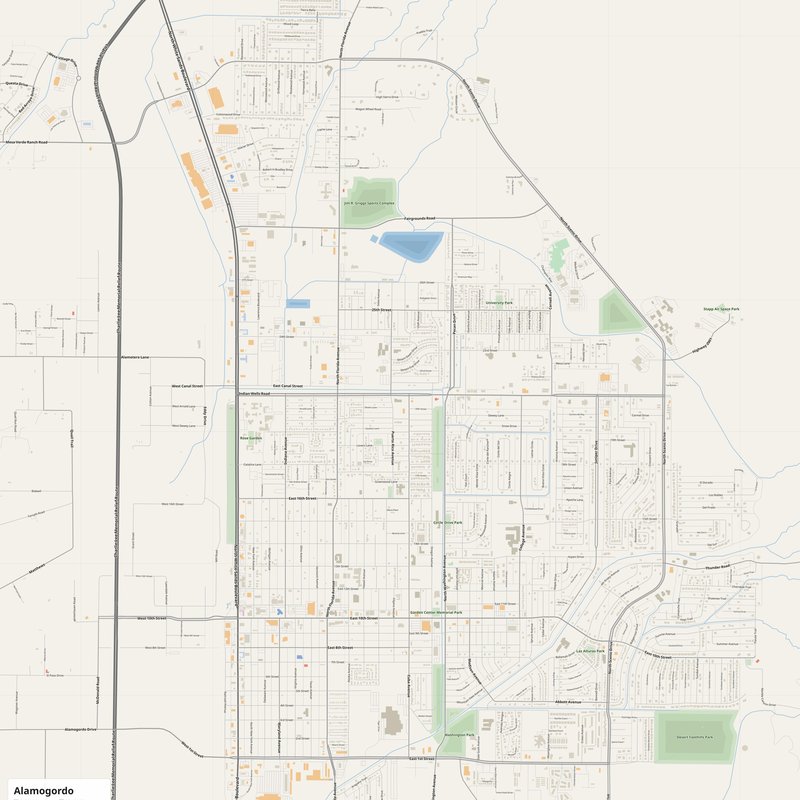 Alamogordo Map PDF — Printable Street Map Poster with House Numbers