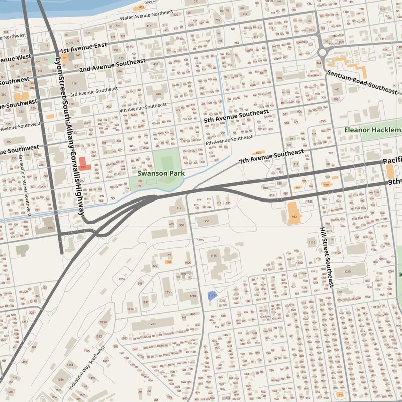 Albany street map with house numbers — printable address map PDF, United States